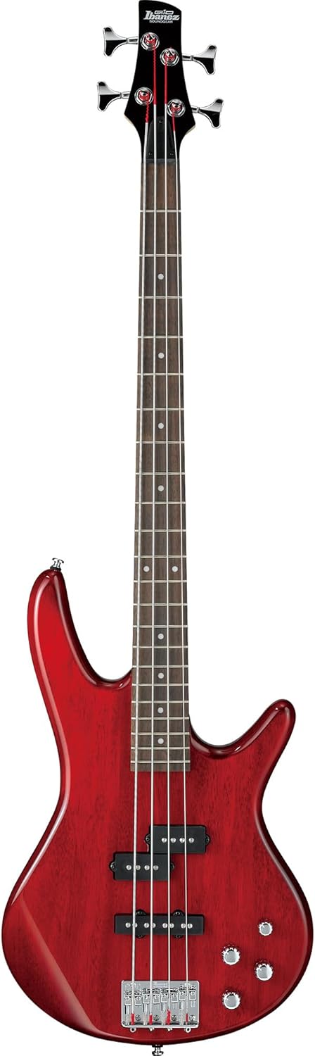 Ibanez GSR200 SR GIO Bass Guitar - Transparent Red Bundle with Gig Bag, Tuner, Strap, Instrument Cable, Austin Bazaar Instructional DVD, and Polishing Cloth