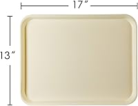 Vista 4 de Bandejas rectangulares de plástico para servir, bandejas de cafetería de comida rápida, 17 x 13 pulgadas, juego de 6 (beige)