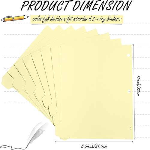 Miniatura 2 de 240 unidades de 30 juegos de 3 separadores de carpetas de 3 anillos con 8 pestañas de 8.5 x 11 pulgadas, separadores de carpetas en blanco, juegos