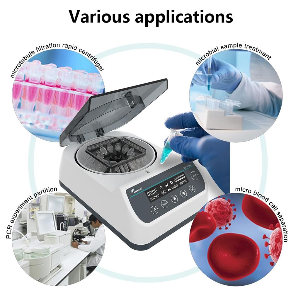 Wirówka laboratoryjna z timerem 30-59 min, maksymalna prędkość 14 500 obr./min, wirnik 2 w 1, maksymalna siła odśrodkowa 14 104 x g do eksperymentów i przetwarzania próbek