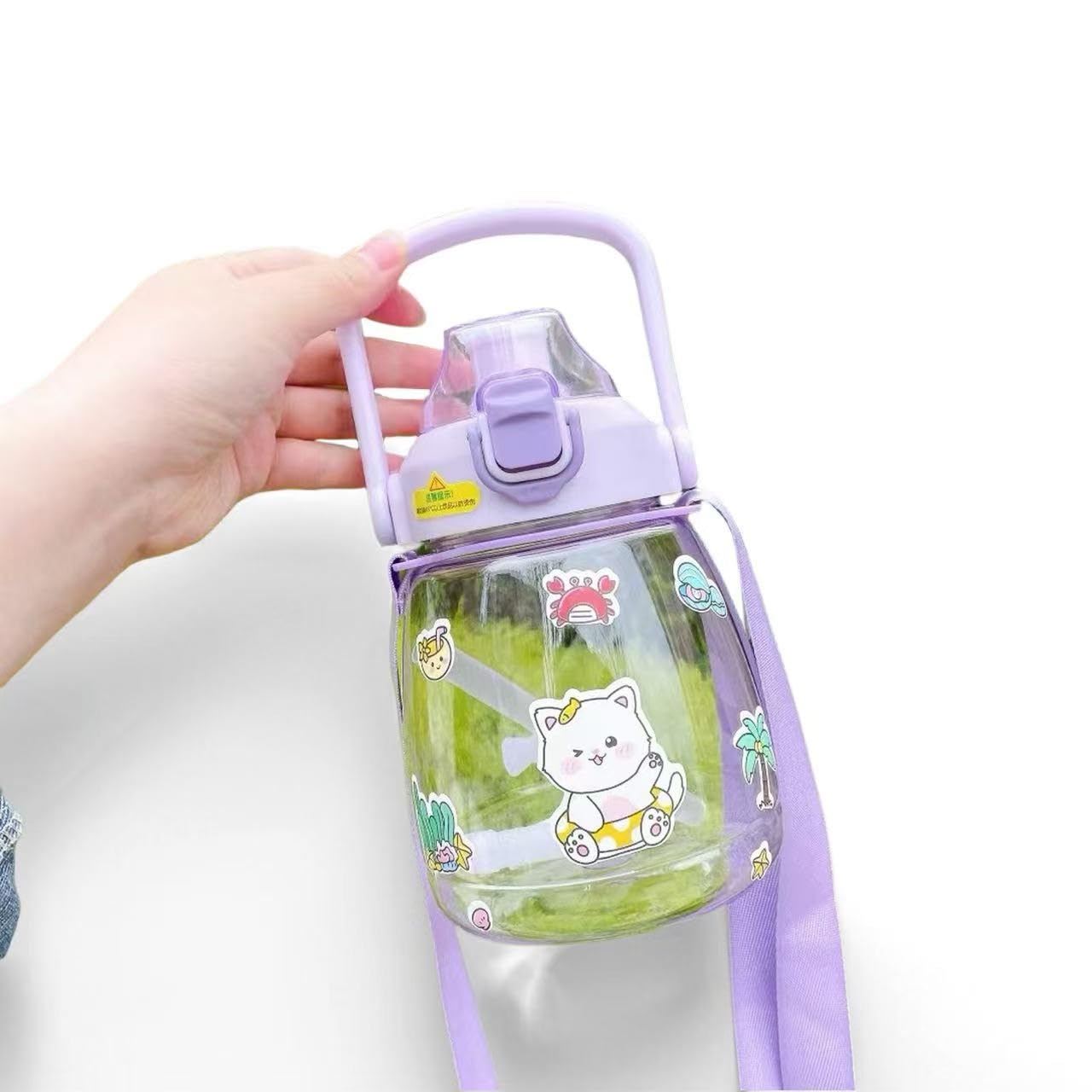 Kids Water Bottle with Dual Spouts Large Capacity Shoulder Strap Safe in Material Suitable for Children and Students