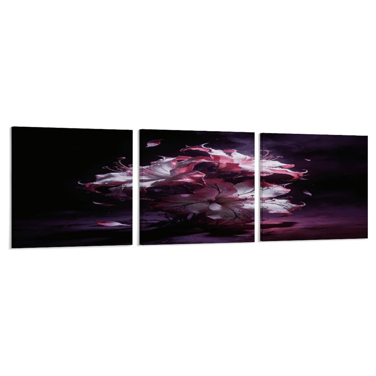 Khauerbc Style Set Of 3 Dark Fantasy Contrast Floral Wall Art，Paintings Artwork For Living Room, Hallway, Bedroom, Office Wall Decor For Living Room, Hallway, Bedroom, Office Paintings Artwork 8X8 Inch
