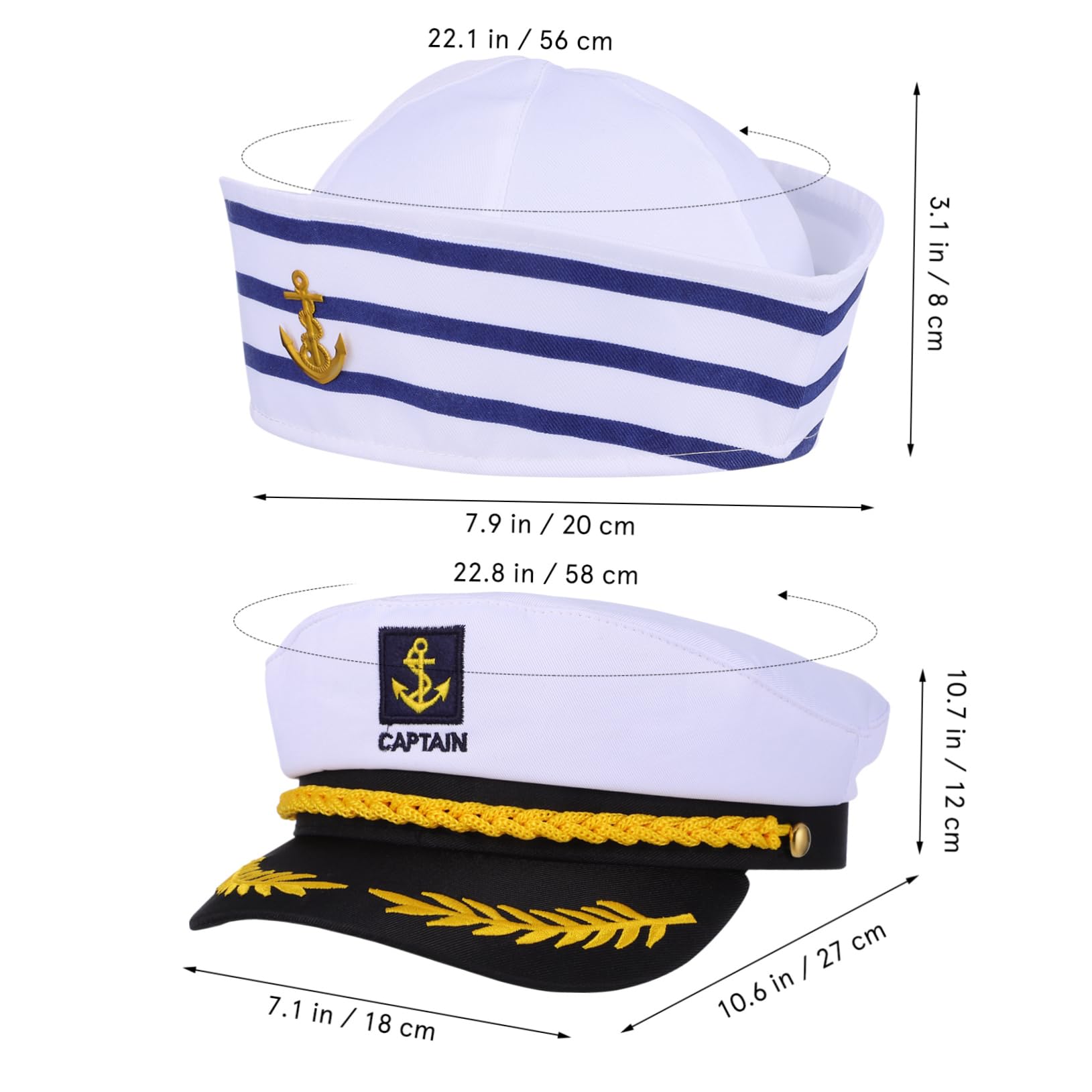 GALPADA Captain Hat Scarf Set Sailor Costume Accessories Navy Hats Boating Events