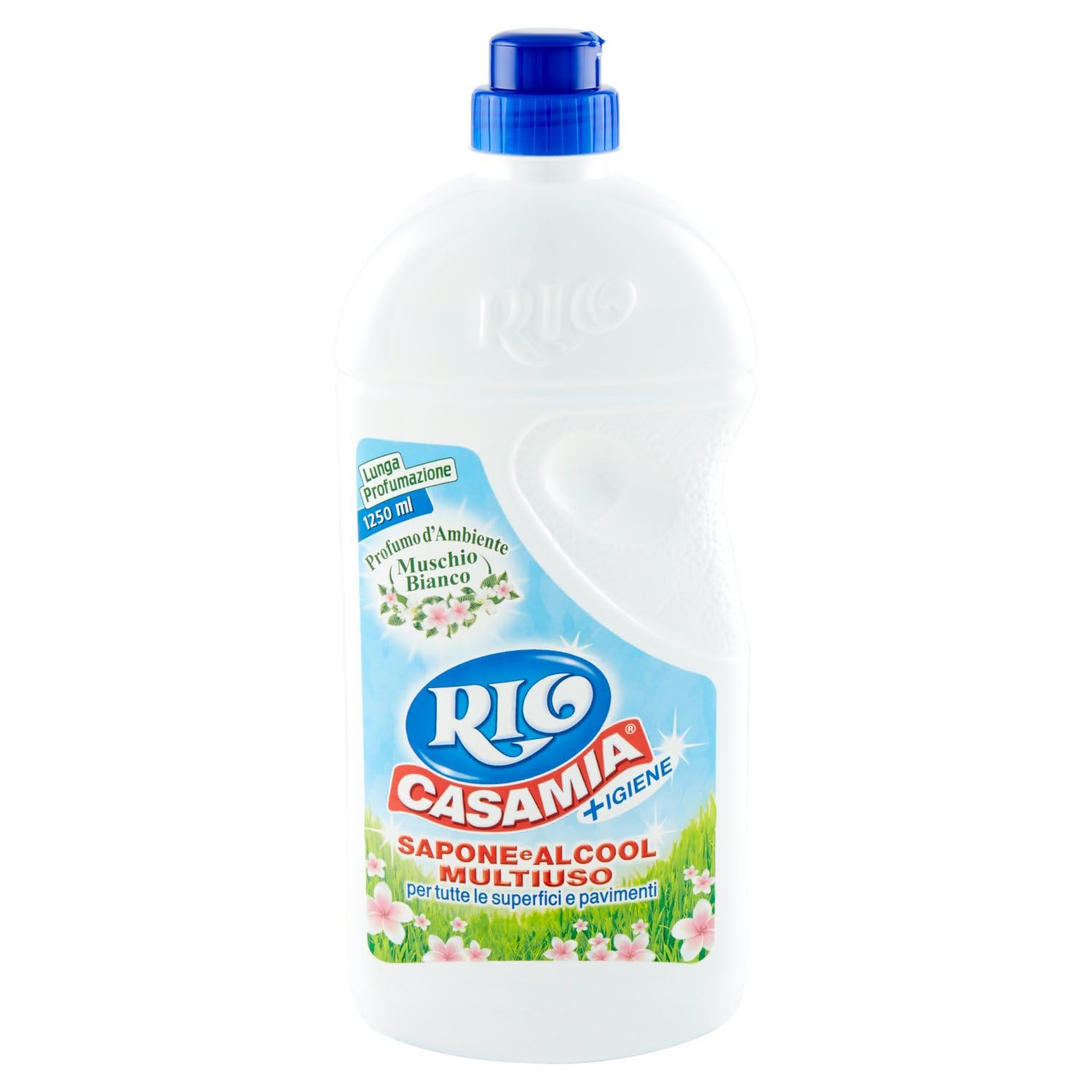 9x Rio Casa Mia Muschio Bianco - Super Igiene Detergente per Pavimenti e Superfici - 1250ml + Portachiavi Beni Culinari in Omaggio