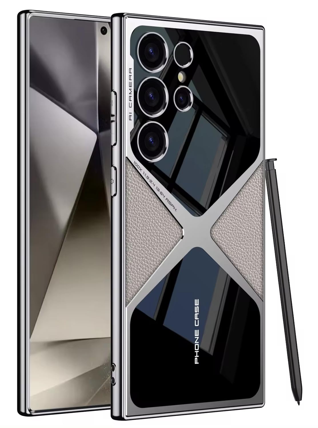 Scalebee Back Cover for Samsung Galaxy S24 Ultra Electroplated Leather Anti-Fall Protective Shockproof Soft TPU Glossy Frame X Pattern Phone Case for Galaxy S24 Ultra (Grey) (B0D8BXDGBC) Amazon Price History, Amazon Price Tracker