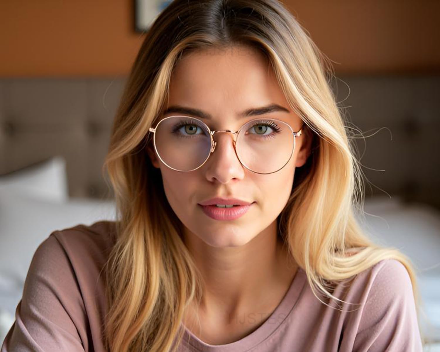 HJSTES Round Blue Light Glasses for Women Men Retro Circle Clear Lens Metal Frame Eyeglasses - Image 2