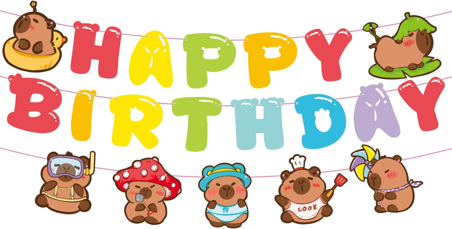 Capybara Birthday Banner for All Ages - Capybara Party Decoration, Premium Birthday Party Supplies Indoor/Outdoor