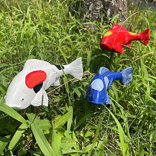 Mayuta 3 Pcs Koi Fish Decor,Garden Sculptures & Statues,Garden Art,Fish Sculpture For Outdoors, Patio, Yard, Lawn, Garden Pond And Home Decoration(Green Grey) #TOP3
