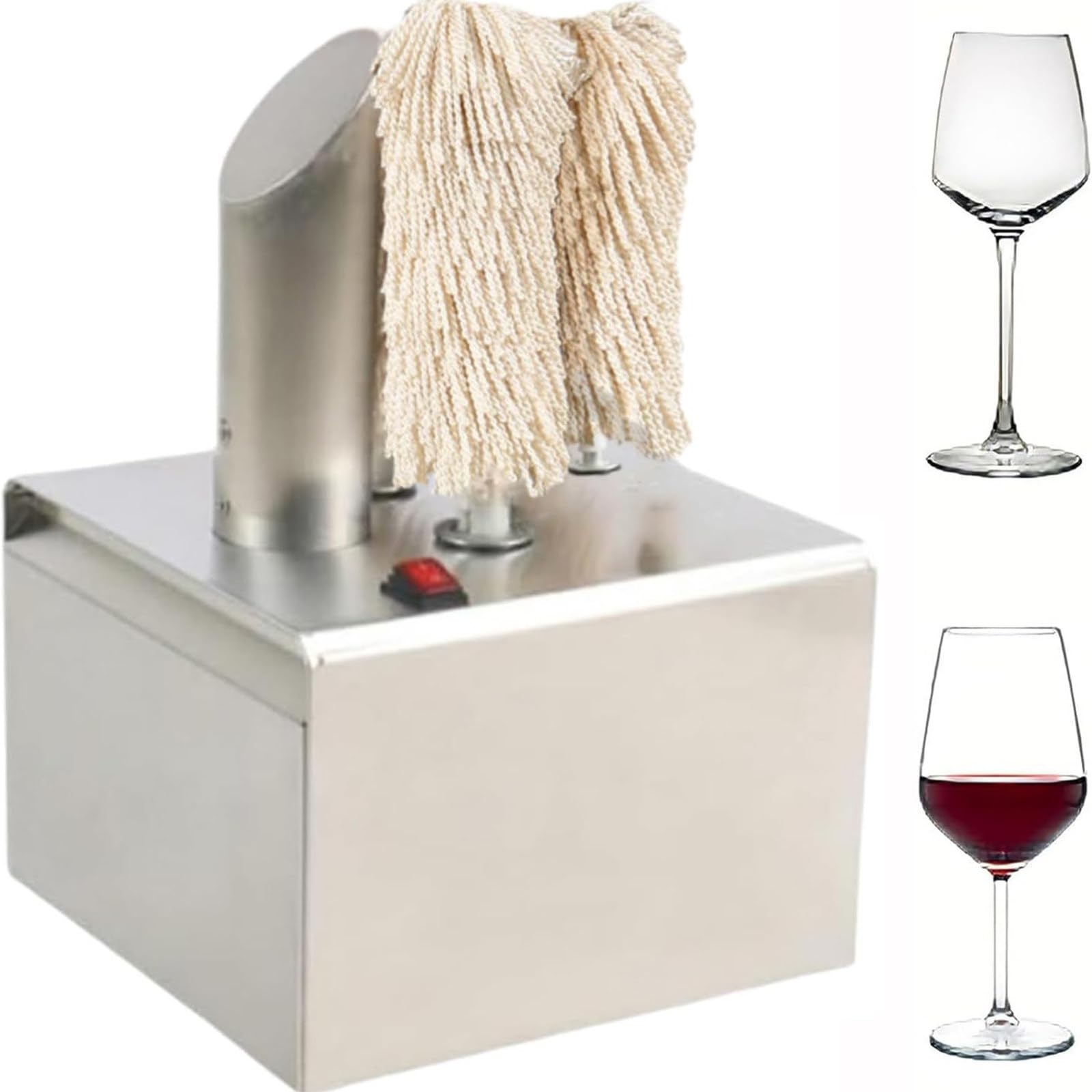 ZYLDDS Commercial Wine Glass Polisher Machine,Electric Glass Cleaning Machine with 3/5/8 Cloth Polishers,360° Cleaning Without Dead Angles for Hotels 3Heads