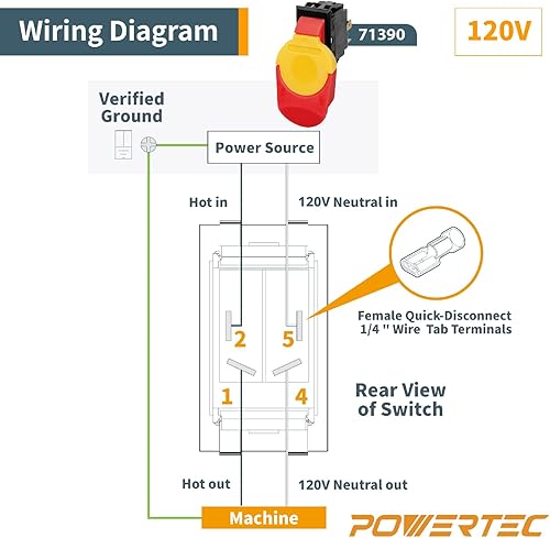 Vista 13 de POWERTEC Interruptor de palanca de seguridad de encendido y apagado de doble voltaje de 120 V/230 V para herramientas eléctricas, se adapta a sierra