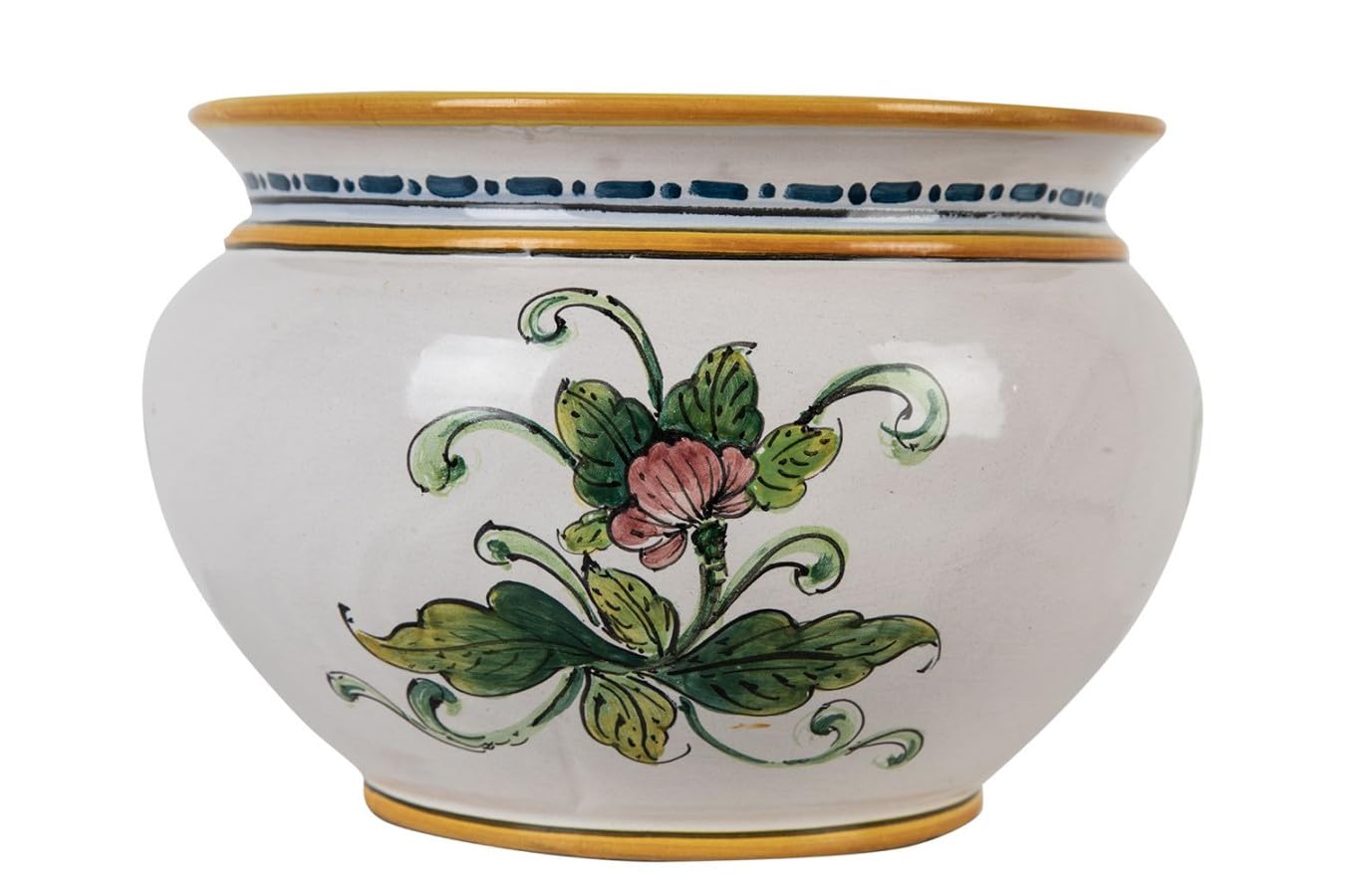 Cerames Pflanzkübel Keramik im sizilianischen Stil von Caltagirone Vaso di Limoni e Uva S – Italienischer Blumenkübel, runder Blumentopf für Innenbereich und Fensterbank, Ø 20 cm, Höhe 15 cm