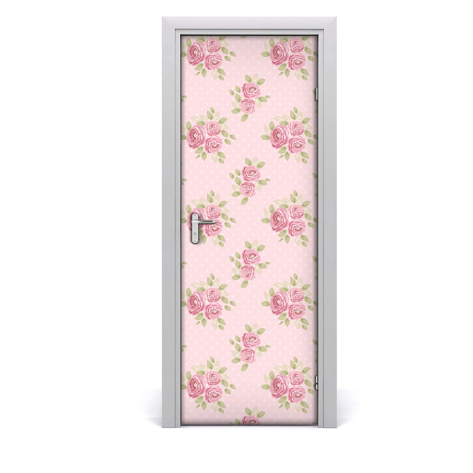 Décoration imperméable pour la porte 85x200cm et sticker mural roses
