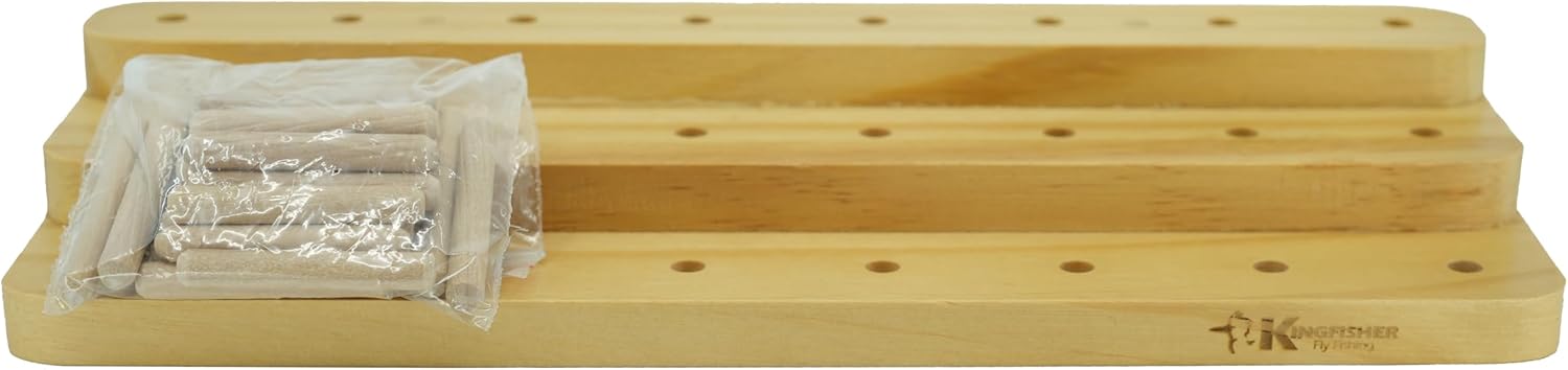 Kingfisher Fly Tying Thread Spool Stand, 24 Spools Capacity, Natural Beech Wood, 3 Layers, 1.57 inch (4cm) Tall Dowels.