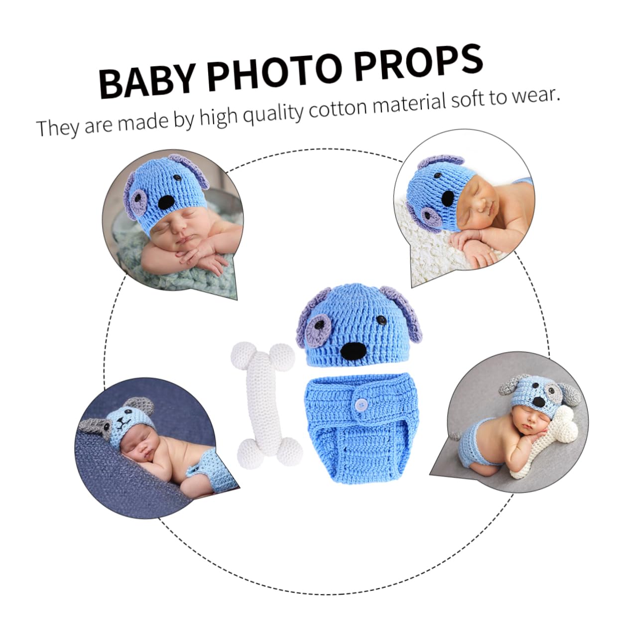 Didiseaon Ropa De De Perrito Para Bebés De Conjunto De Fotografía Sombrero Pantalones Cortos Azul