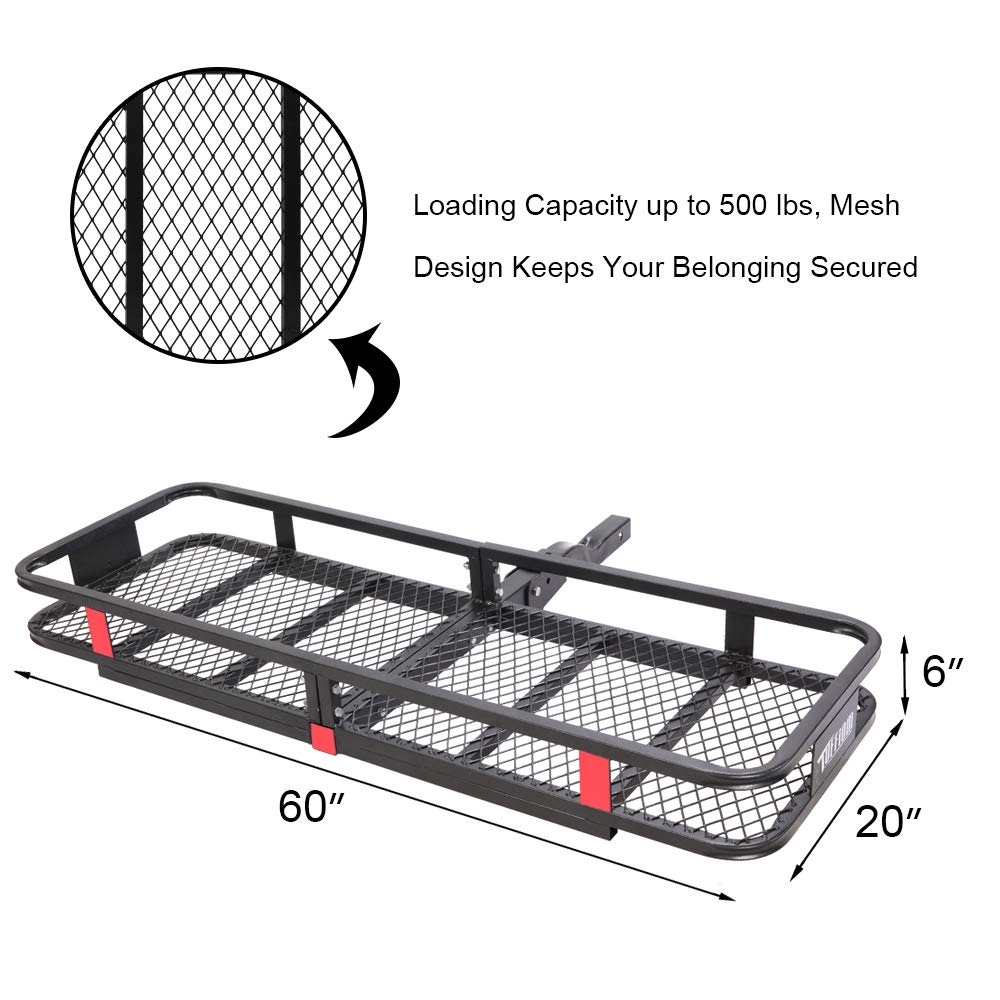 Buy TUFFIOM 60x20x6 Hitch Mount Folding Cargo Carrier w/ Waterproof