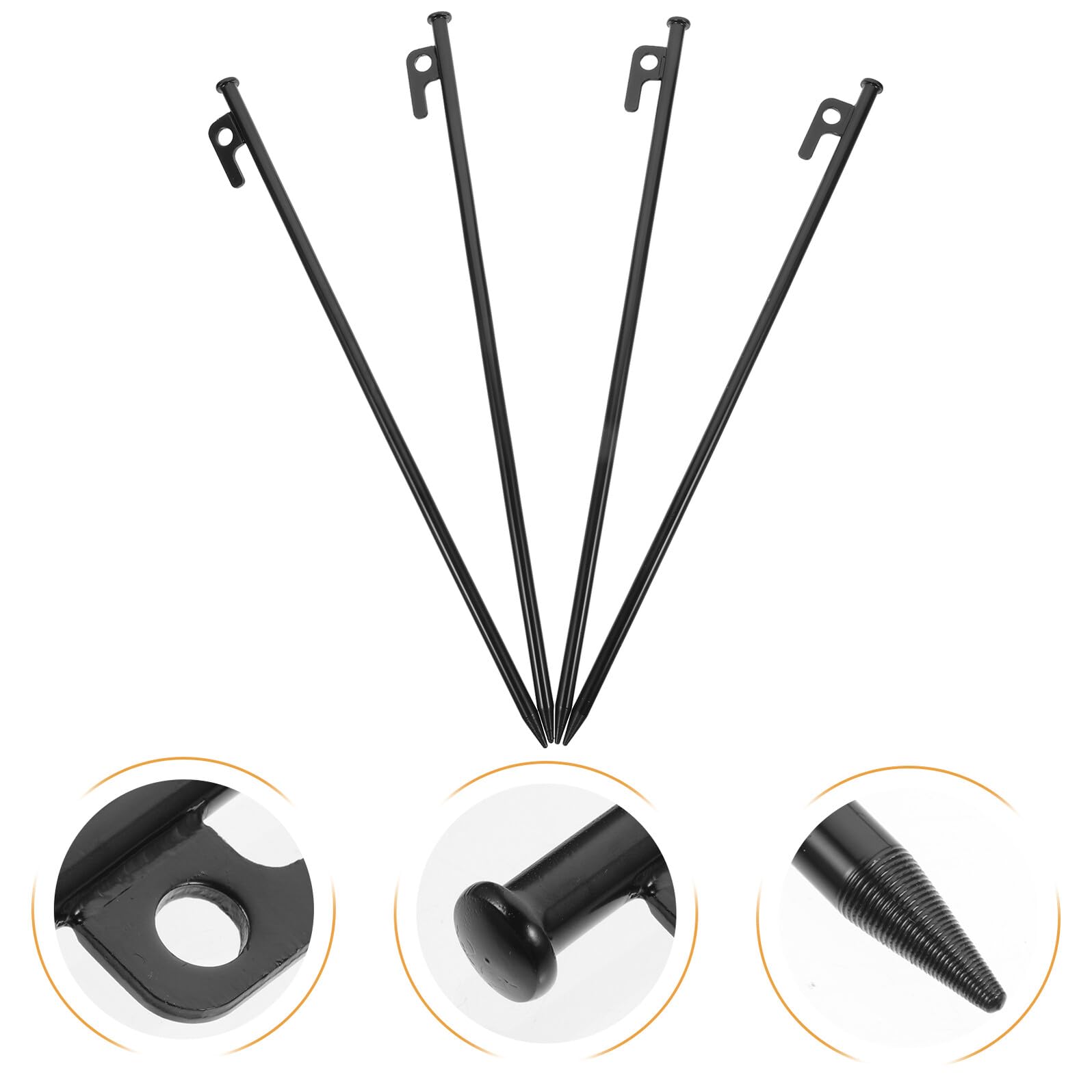 4 pièces Piquets de Tente Métal Renforcés avec Crochet Fixation Sol Dure pour Camping et Tentes Outdoor