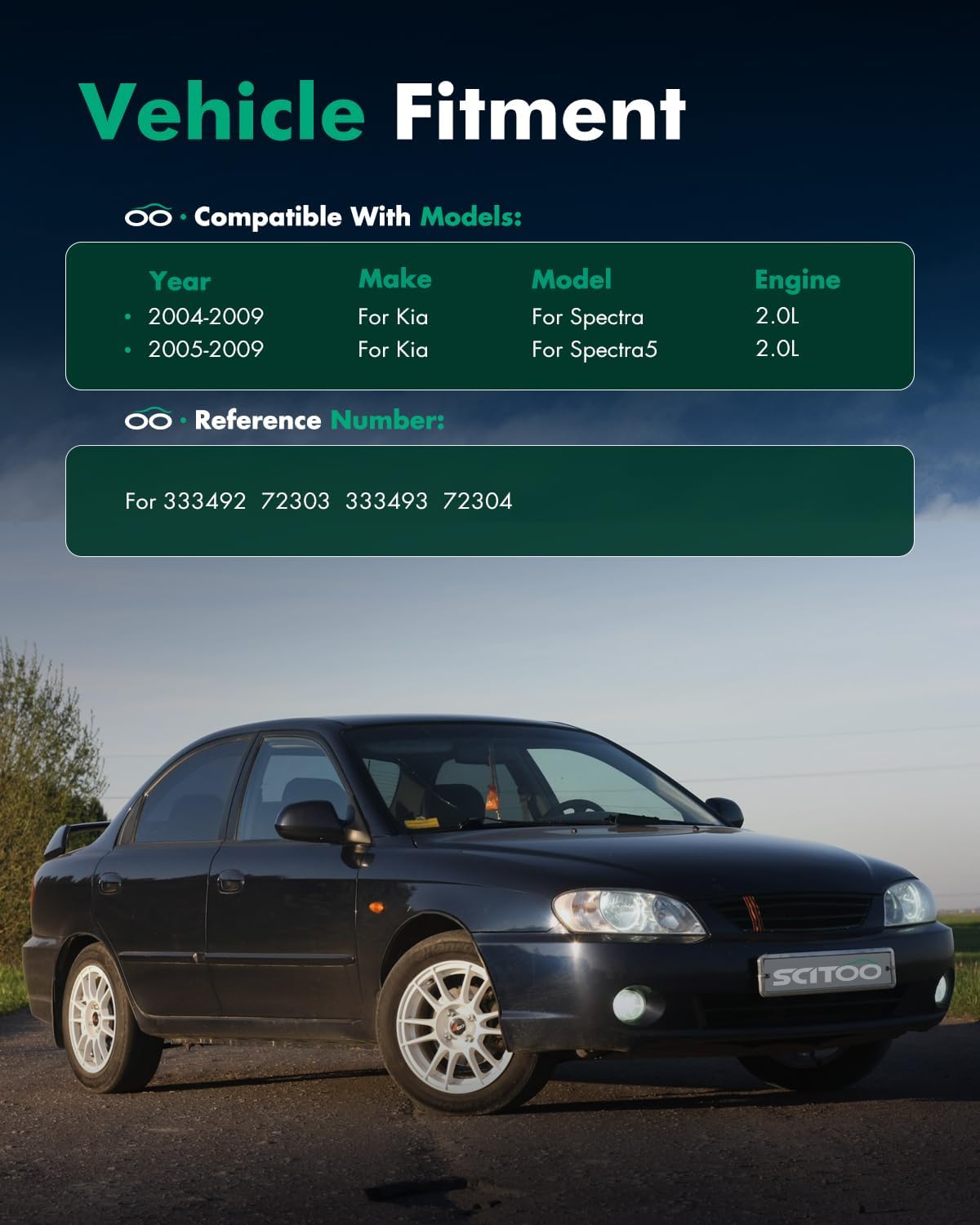 SCITOO Rear Shocks Set of 2 for Spectra, Shocks Absorbers and Struts Fits 2004 2005 2006 2007 for Kia Spectra,2005 2006 2007 for Kia Spectra5 Amortiguadores