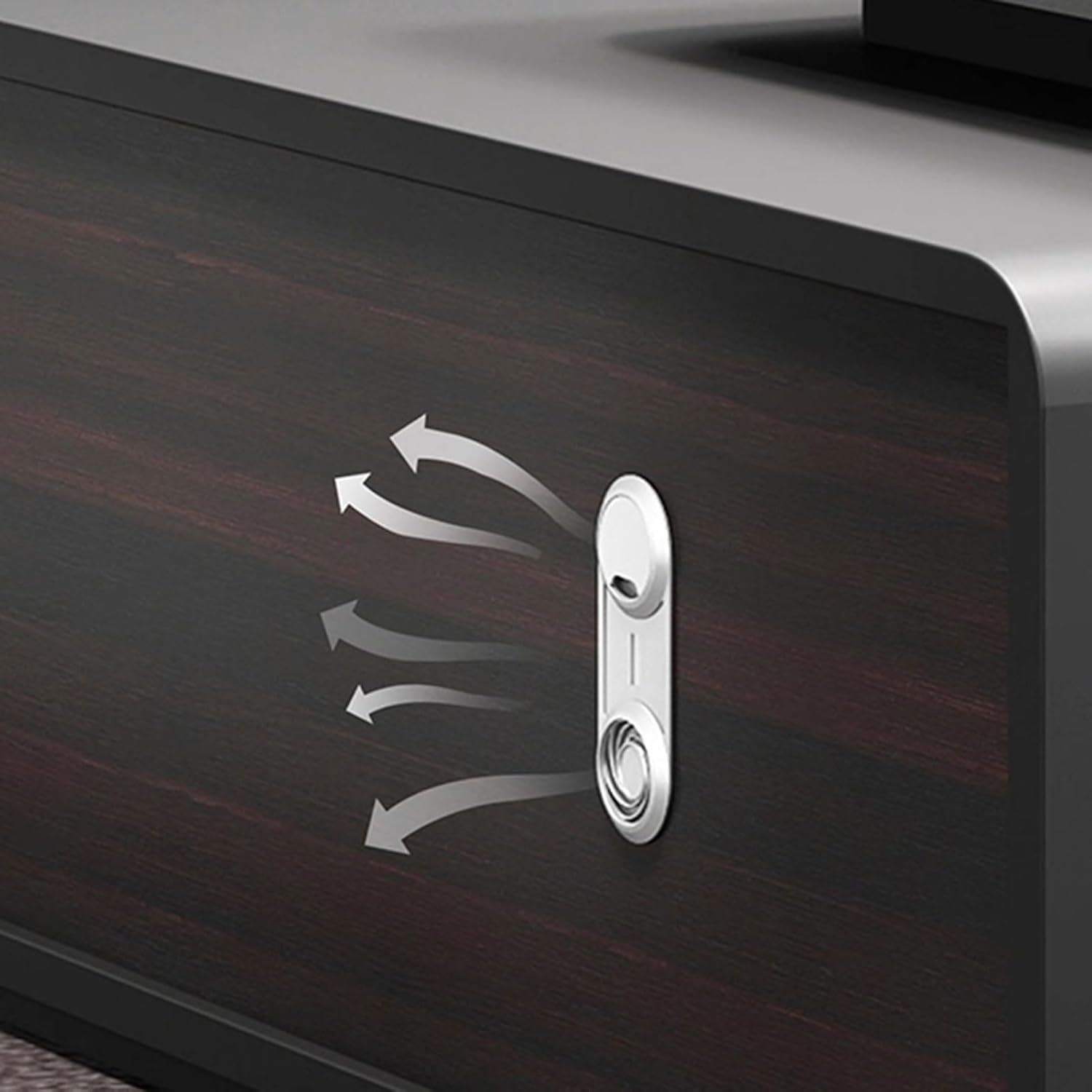 87" Wood Brown Executive Office Desk, Computer Desk with Storage Cabinet, Study Gaming Table Business Furniture Set for Study, Work, Gaming