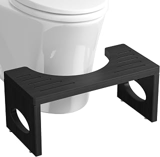 ROMGUAR CRAFT 7 Inch Foldable Bamboo Toilet Stool - Squatty Potty for Constipation Relief, Anti-Slip Black