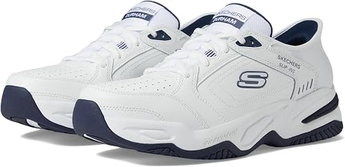 Skechers Men's Durham Hands Free Slip-in Sneaker,White/Navy,12 Extra Wide