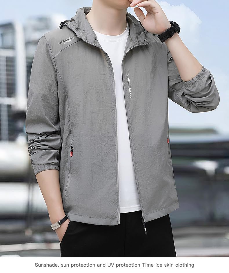 Chaqueta para hombre con capucha ajustable y bolsillos con cremallera miniatura 2
