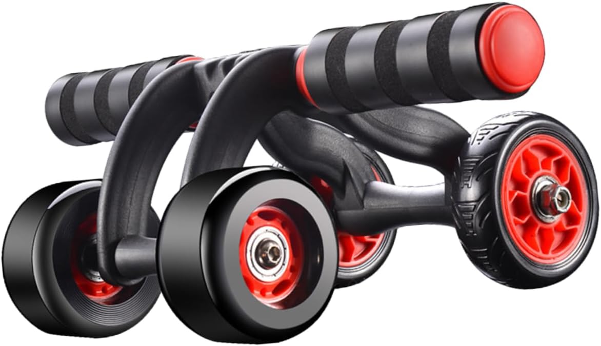 Kisangel 1PC Abdominal Fitness Wheel with Automatic Rebound Wheel Stability Core Strength Training Device for Home Use Includes Knee Mat Black