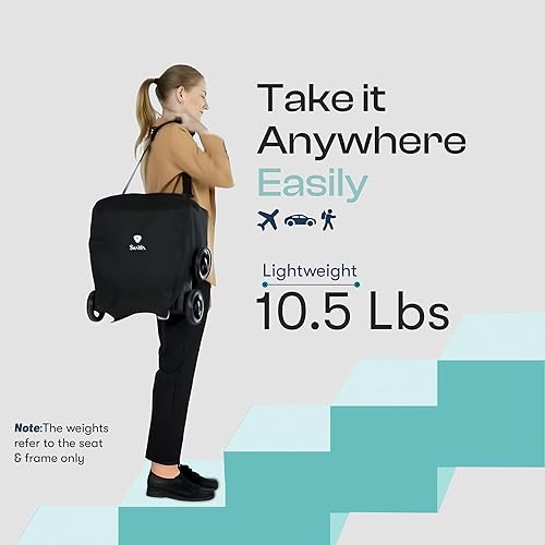 Miniatura 2 de ShaHa Cochecito de bebé plegable, cochecito de viaje ligero para avión con ruedas delanteras giratorias, freno de 1 paso, toldo y respaldo