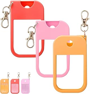 Protective Silicone Case for Touchland Hand Sanitizer with Keychain | Compatible with Power Mist & Glow Mist 1 fl oz | Anti-Slip Grip, Travel Cover Sleeve (Red,Pinkish,Orange),Travel Size