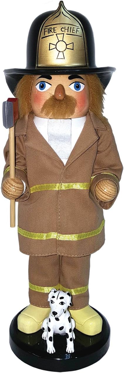 Santa's Workshop 70974 Fireman and Dalmatian Nutcracker, 14", Multicolored