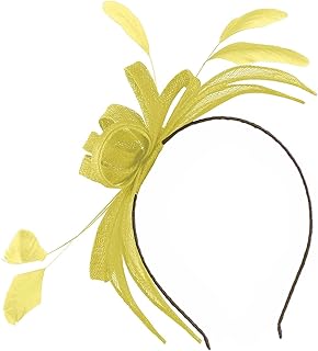 Millinery Aliceband Sinamay - Tocado en color limón, talla única, Limón, Talla única