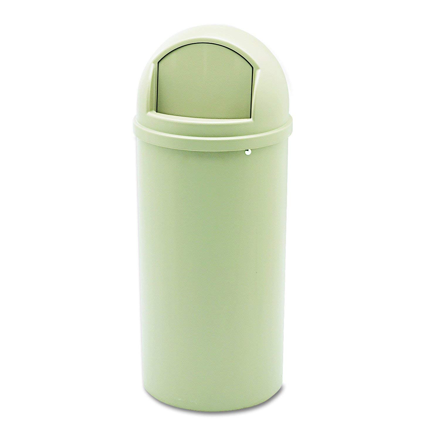 Rubbermaid Commercial Products Marshal Products Classic Outdoor Indoor Trash Can With Lid 15-Gallon Beige Round Garbage Container Waste