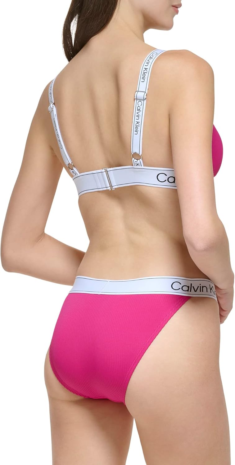 Calvin Klein Women's Low Waisted Elastic Logo Triangle Set-Bikini Top - Image 5