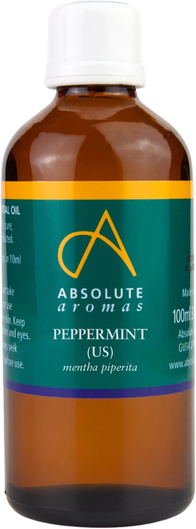 Absolute Aromas Peppermint Essential Oil 100ml - 100% Pure, Natural, Undiluted and Cruelty-Free - Cooling, Refreshing and Clearing - for use in a Diffuser and Aromatherapy Blends
