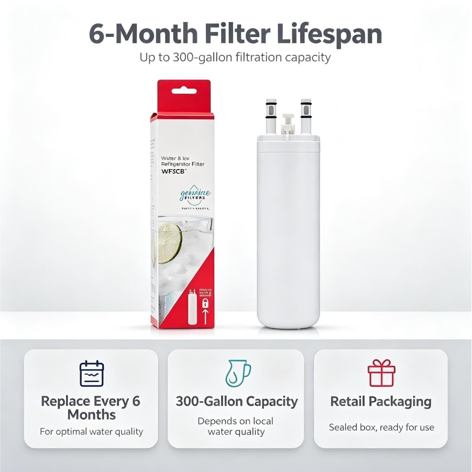 Filtro de Agua para Refrigerador Compatible Con Frigidaire WF3CB