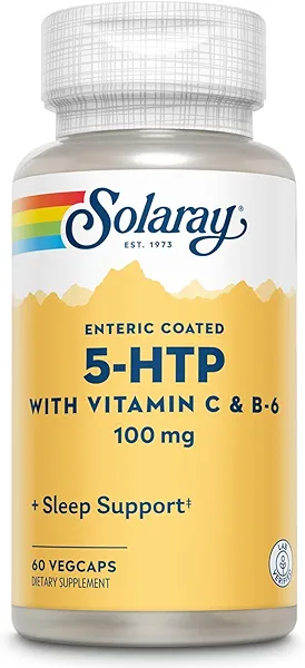 SOLARAY 5 HTP Supplement with Vitamin C & B-6 - Sleep Supplement and Serotonin Synthesis Support - Lab Verified, 60-Day Money-Back Guarantee - 60 Servings, 60 Enteric Coated VegCaps