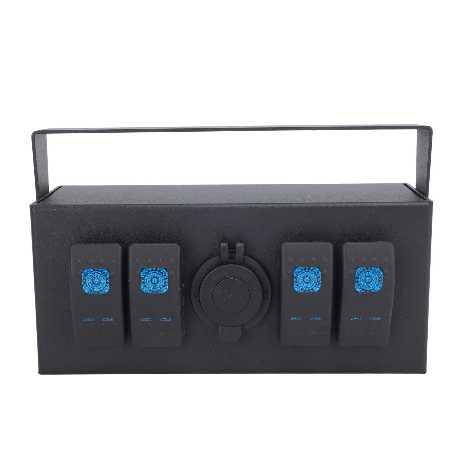 Pannello Interruttori a Bilanciere a 4 Gruppi Scatola di Controllo a Levetta 12-24 V con Porta di Ricarica Retroilluminata per Barche, Yacht Pannello Interruttori Multi-dispositivo