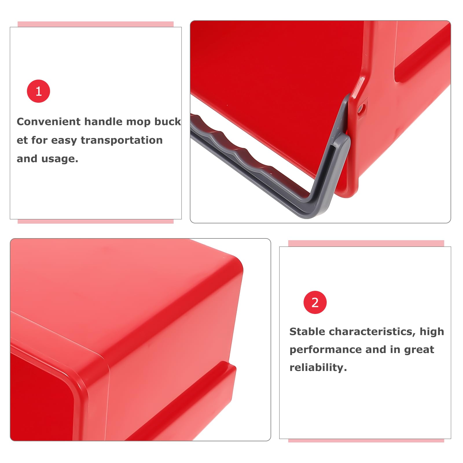 Cubo de limpieza cuadrado con asa, estructura de plástico de 4 litros, ideal para el hogar, oficina, escuela y uso comercial, herramienta de limpieza versátil
