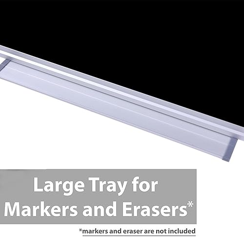Miniatura 4 de Pizarra grande negra de 36 x 48 pulgadas para la pared de la escuela, pizarra magnética negra con marco de aluminio y bandeja para marcadores