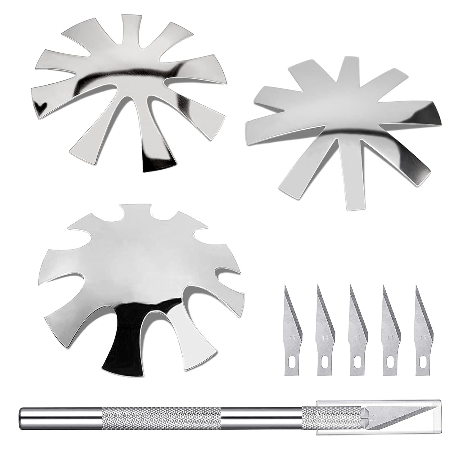 3 Pcs French Nail Cutter for Acrylic Nails,Stainless Steel Smile Line Cutter Manicure Edge Trimmer with Handles French Tip Cutting Knife 5 Spare Blades for Nail : Beauty & Personal Care