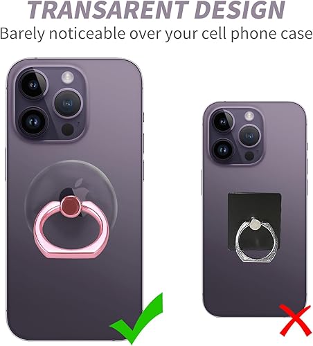 Miniatura 2 de Pink Jsoerpay - Soporte transparente para anillo de teléfono, paquete de 2, agarre de anillo transparente para teléfono celular, rotación de 360,
