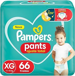 Fralda Pampers Pants Ajuste Total Tamanho XG, Fácil de Vestir, 66 Unidades