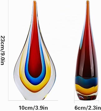 LCCCK Handmade Murano Glass Sculptures - Elegant Glass Art Figures Decoration for Living Room Windowsill and Bookshelf - Paperweight Glass for Office