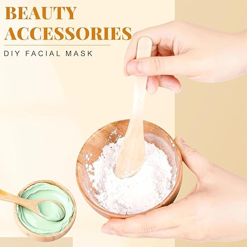 Miniatura 4 de erioctry Cuenco para mascarilla, lindo tazón pequeño para el cuidado de la piel, juego de herramientas de mezcla de bambú ecológico para damas y