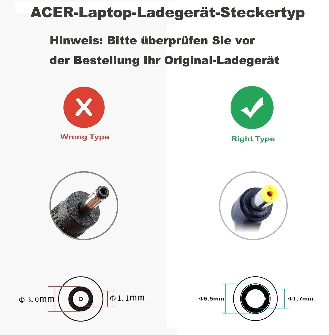 Jippofu Chargeur 65W Alientation Copatible avec Acer Swift 1 3 5