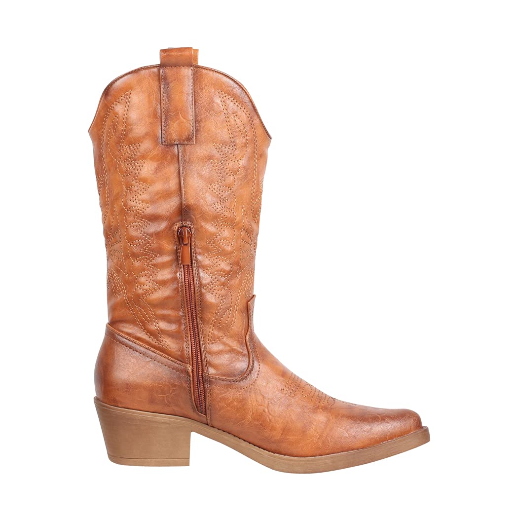 Elara Damen Cowboy Stiefel Biker Boots Chunkyrayan