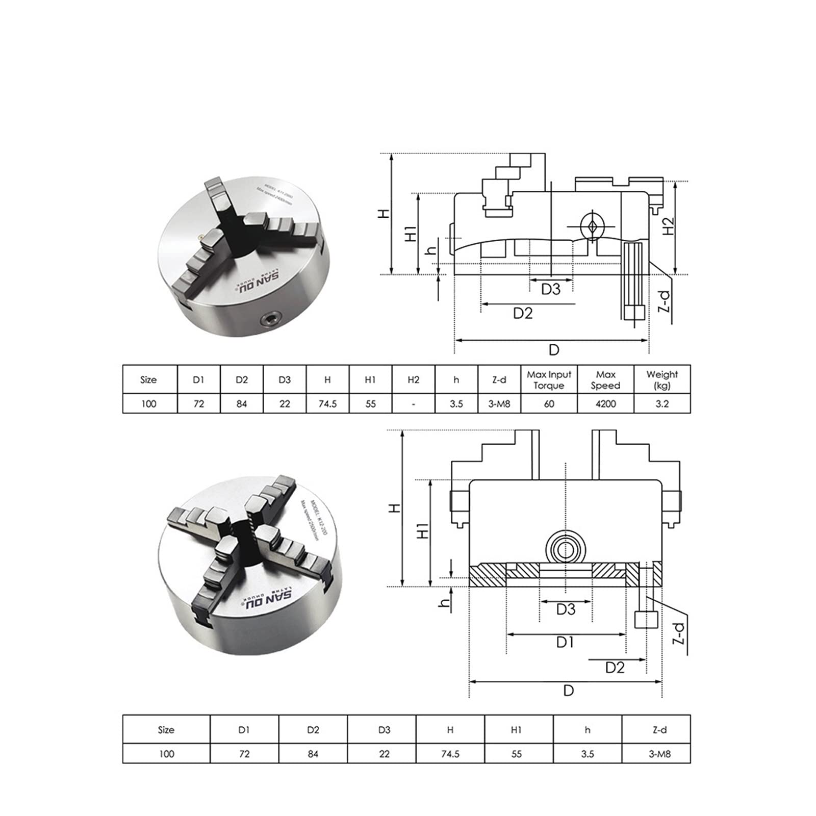80mm CNC 4. Oś Głowica Dzieląca CNC/oś Obrotu/zestaw Osi Do Mini Router CNC/grawer Grawerka Drewna,Silnik Krokowy(4Jaw 80mm)