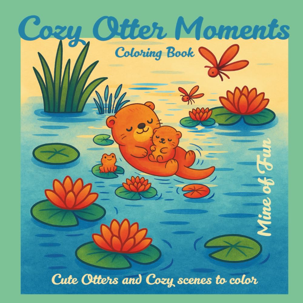 Cozy Otter Moments-Bold & Easy Coloring Book: Relaxing One-Sided Coloring Pages with Cute Otters, Cozy Scenes & Gentle Quotes (Mine of Fun Cozy Series