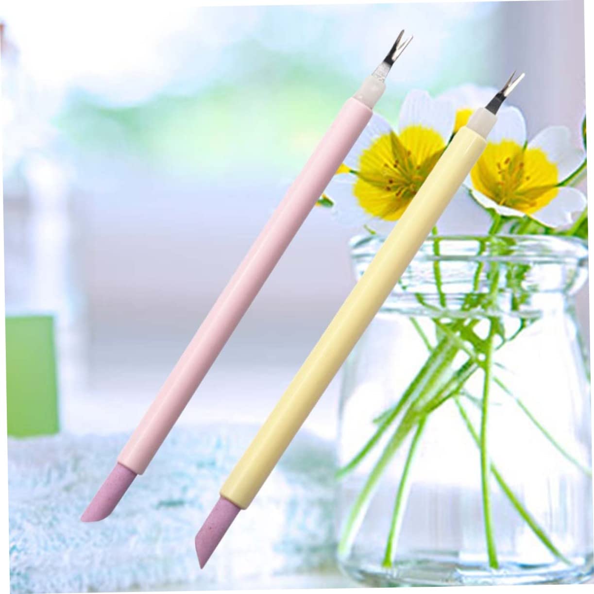 Beatifufu Kit 2pcs Cuticle Trimmer Remover and Pusher Dead Skin Fork for Nail Maintenance Easy to Use Random Color