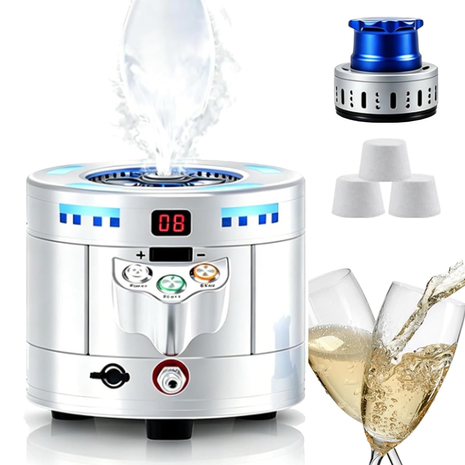 XNXYSMKJ Dry Ice Maker Machine & Fast Glass Chiller,Minimum temperature -42°C,Food Grade Dry Ice Maker,for Summer Parties,Restaurants