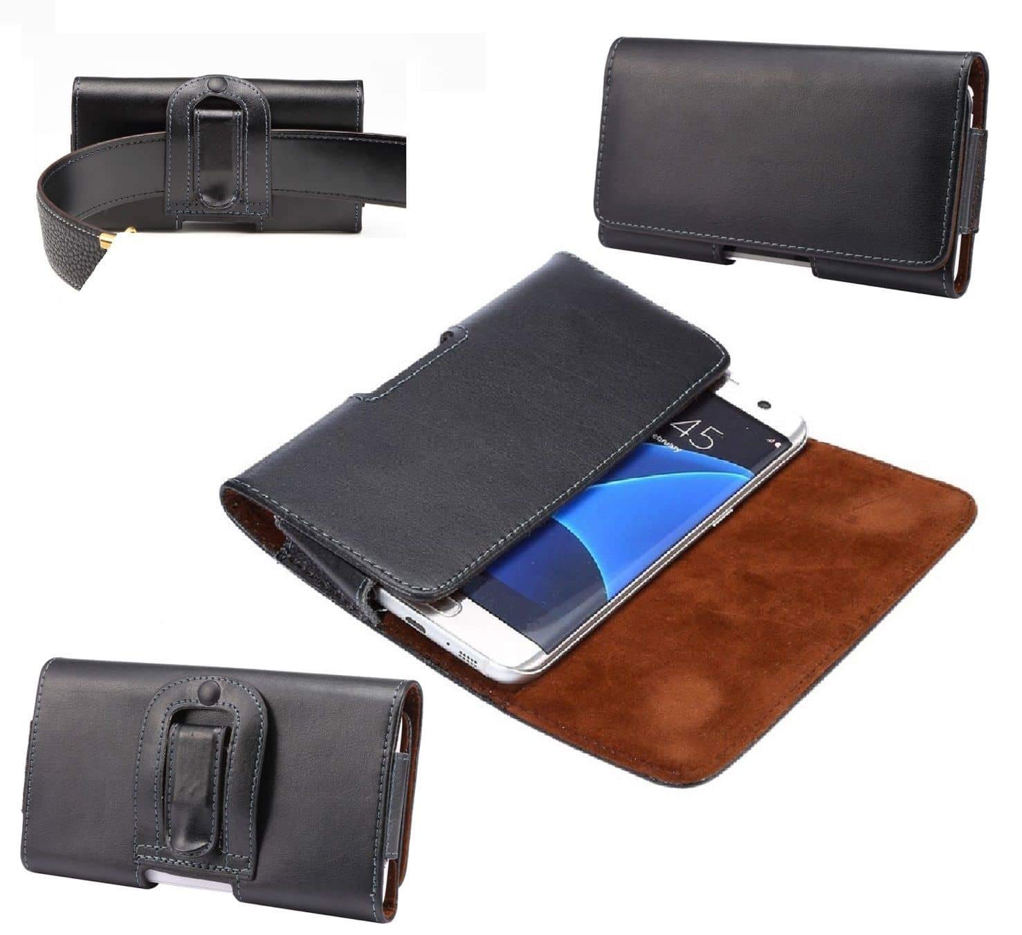 Custodia Cintura Vera Pelle Clip Orizzontale per vivo S50 Pro mini (2025) - Nero